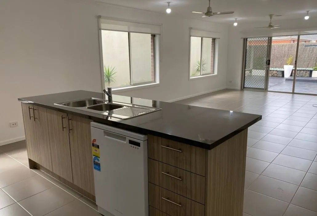 SIL house in Epping showing the kitchen, the living room and the dining room